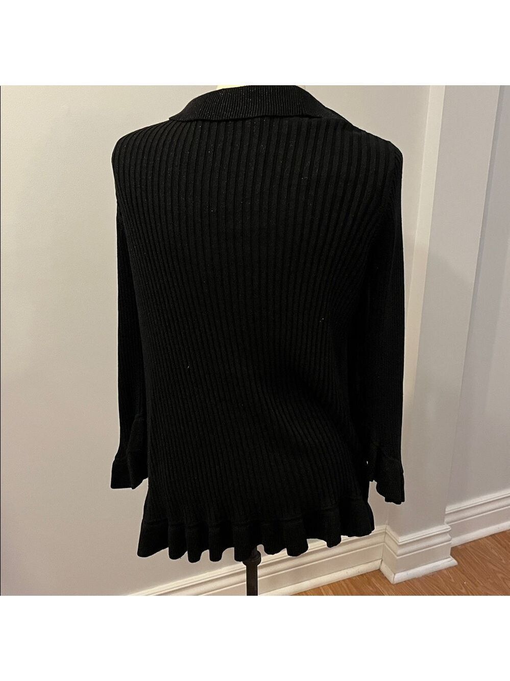 NINE WEST Silk Rayon Open Ruffle Ribbed Cardigan 1X - Picture 4 of 12